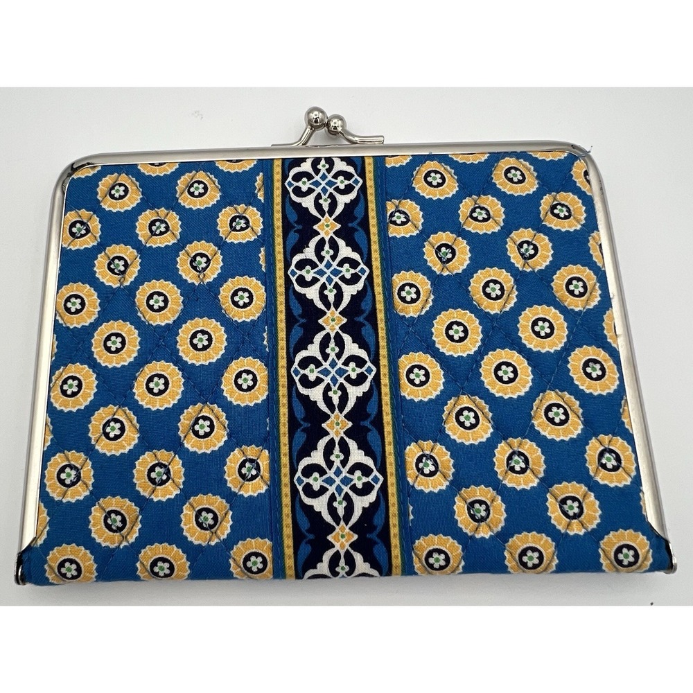Vera Bradley Hugs N Kisses Kisslock Photo Holder Riviera Blue Pattern NWOT